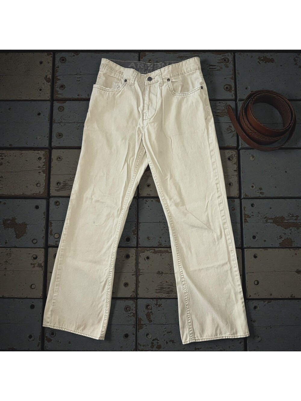Arizona Jean Co Mens 32x32 Beige Tan Straight Leg Jeans Cargo Relaxed Fit Y2K